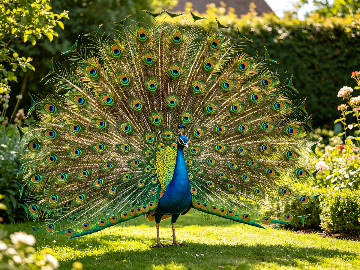 Peacock — life-size animatronic animal model from SAGE