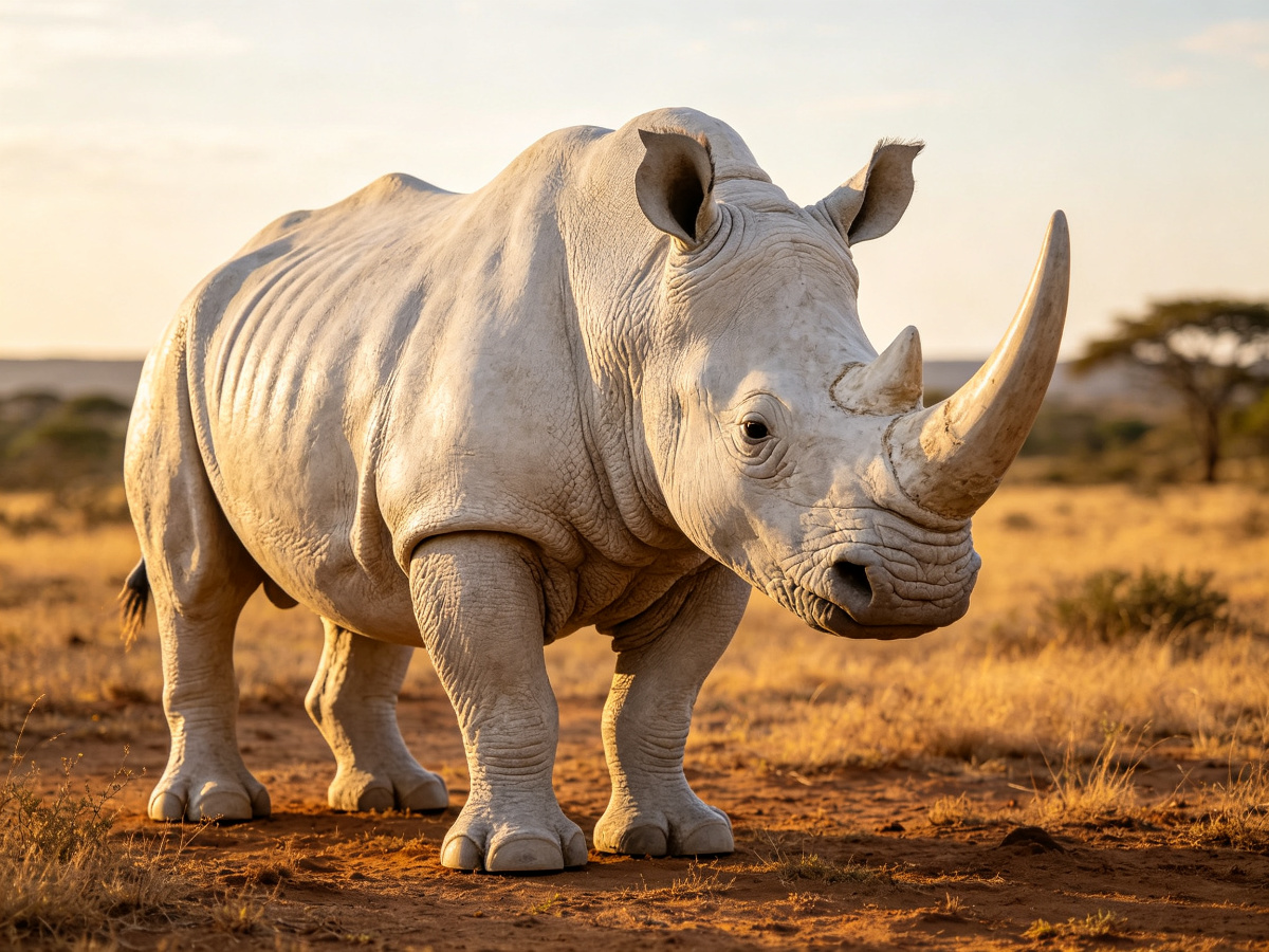 White Rhinoceros — life-size animatronic animal model from SAGE