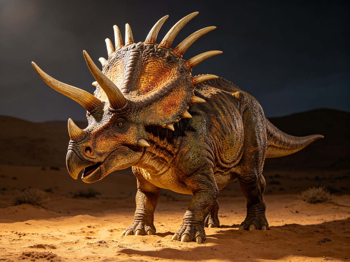 Desert Styracosaurus — life-size animatronic dinosaur model from SAGE