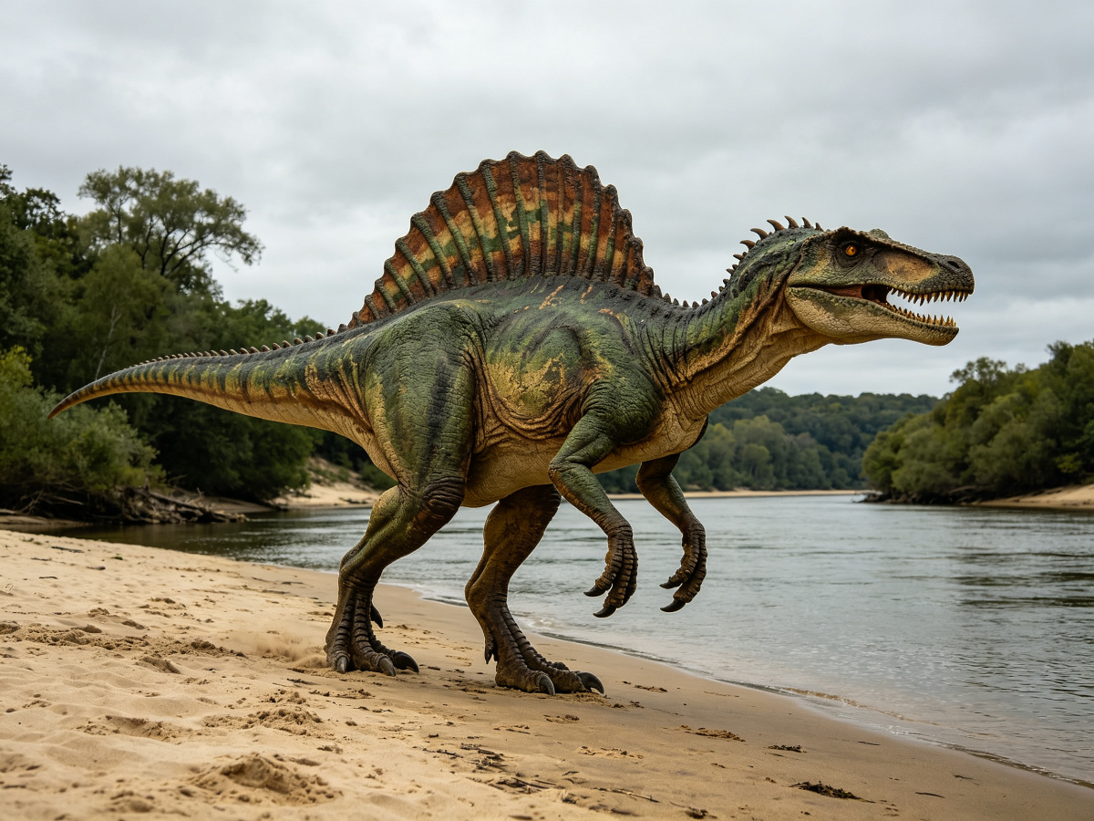 Riverbank Spinosaurus — life-size animatronic dinosaur model from SAGE