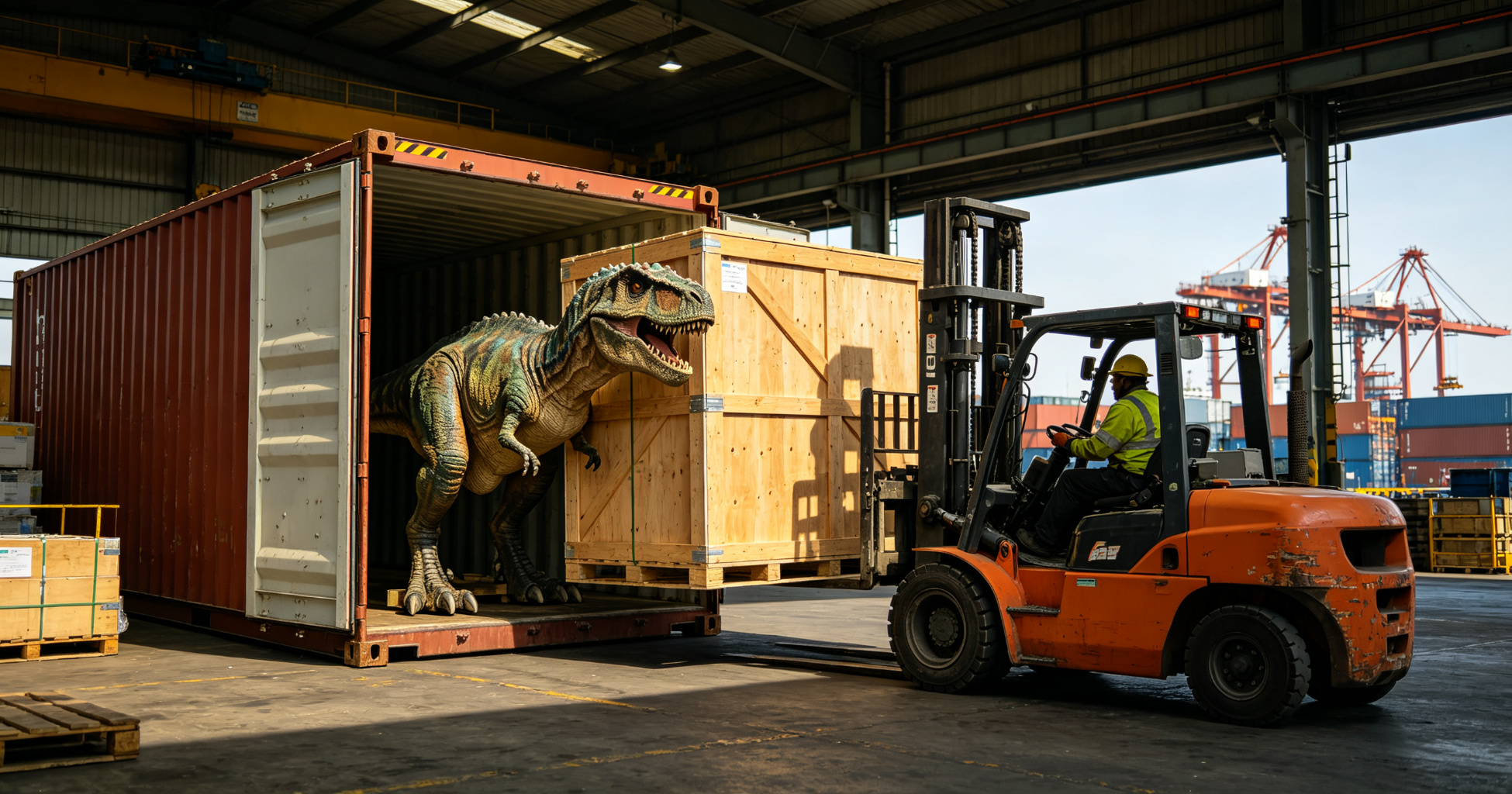 Professional animatronic dinosaur installation guide with technicians