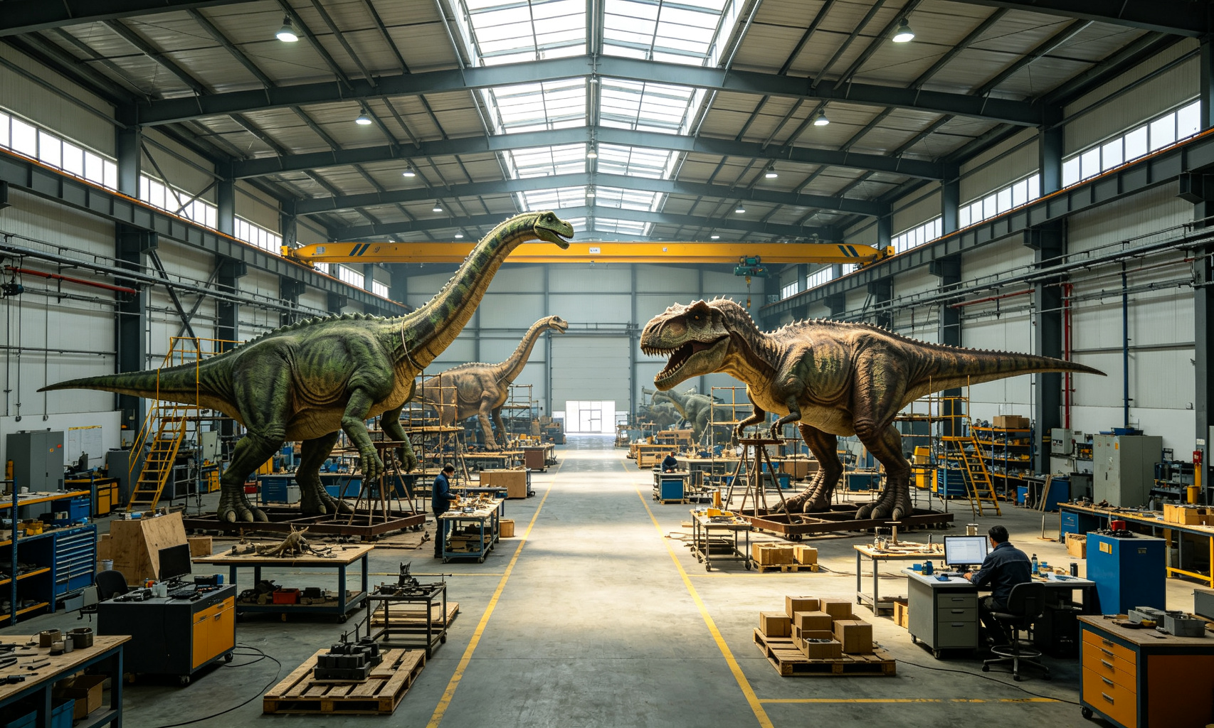 8000 square meter animatronic dinosaur production facility in Zigong China